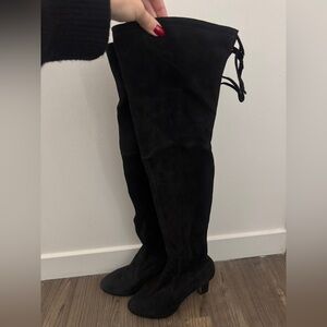 Stuart Weitzman Black Suede Over-the-Knee Boots